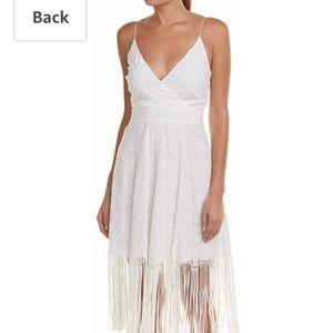Nicole Miller White Ella Burnout Fringe Dress